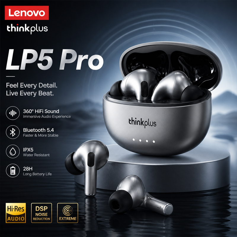 Esports Wireless Gaming Headset - Écouteurs sans fil Bluetooth 5.4 Lenovo