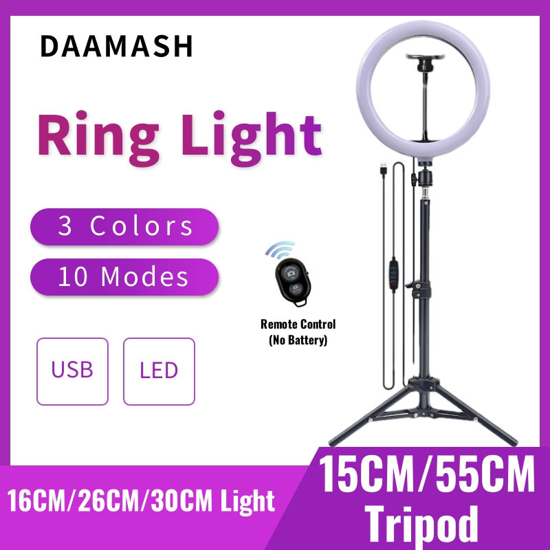 Webcam Ring Light - Anneau d'éclairage LED pour Selfie, 16cm/26cm/30cm,