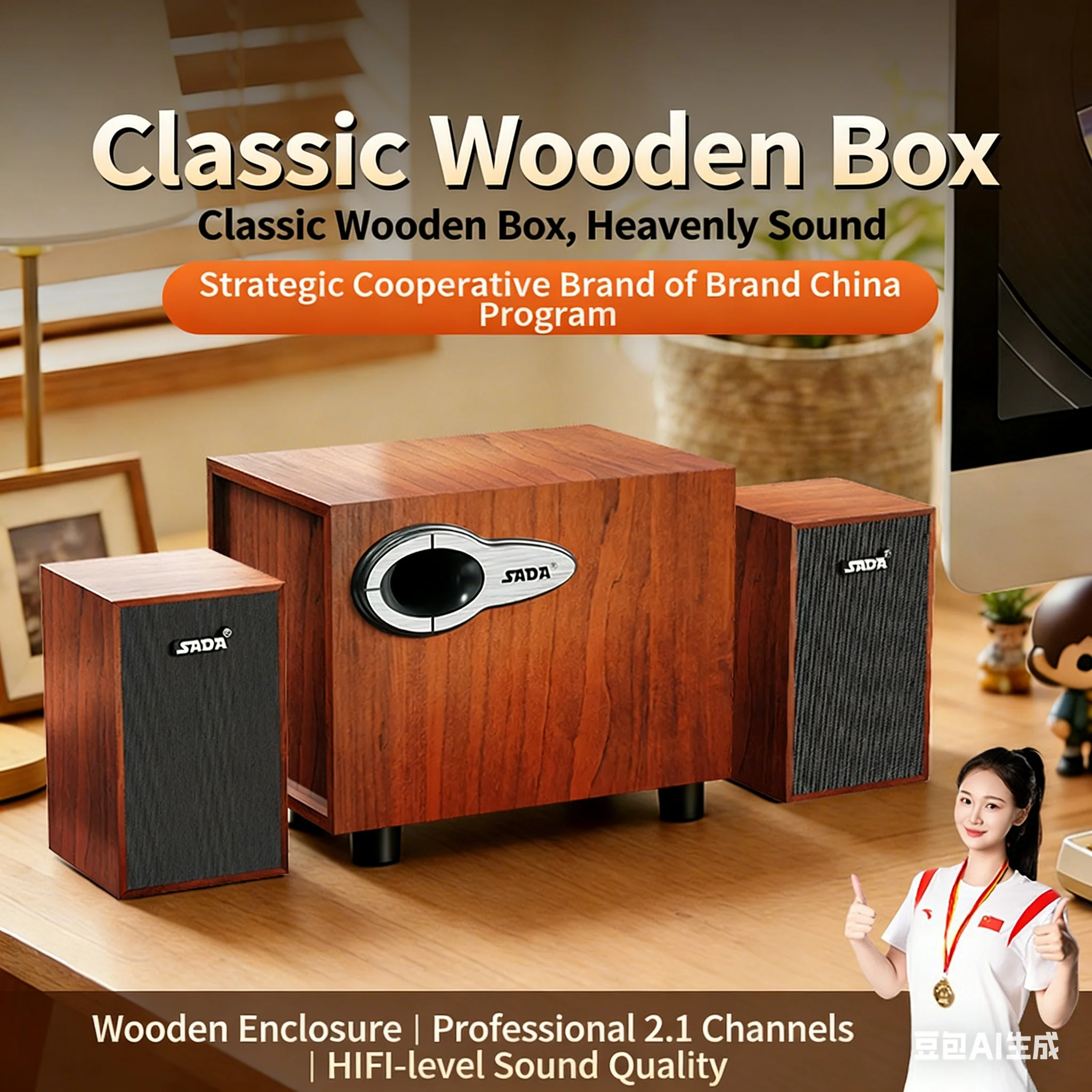 Haut-parleurs de bureau en boi - Gaming Speaker 2.1 avis et prix