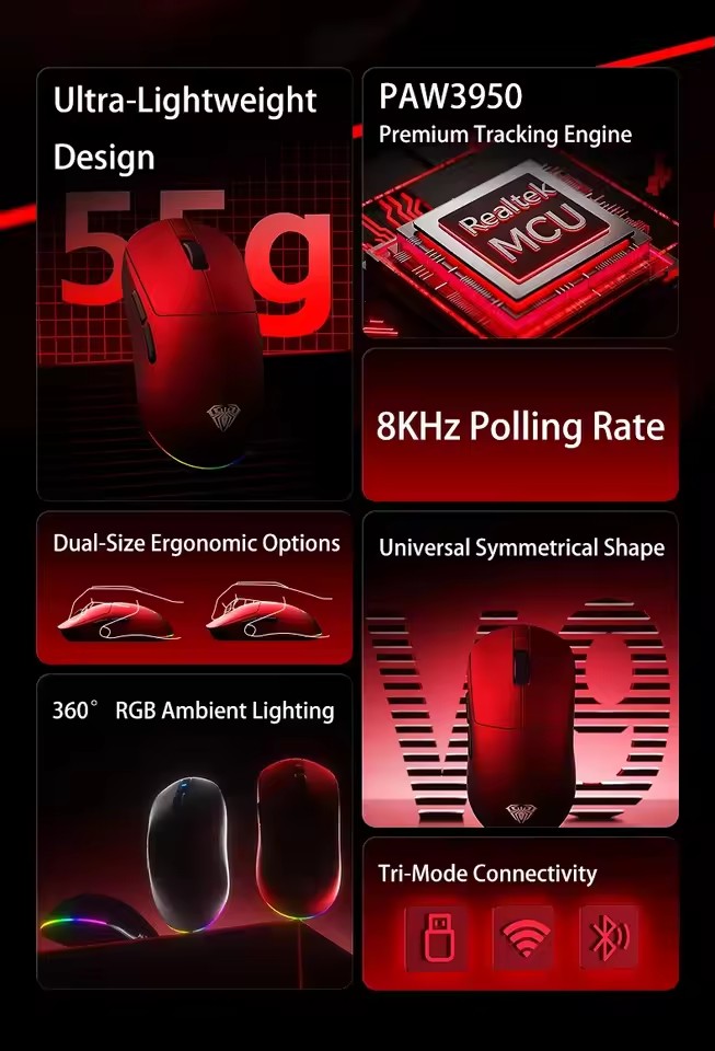 AULA V9 souris Ultra sans fil  - Esports Gaming Pcs avis et prix